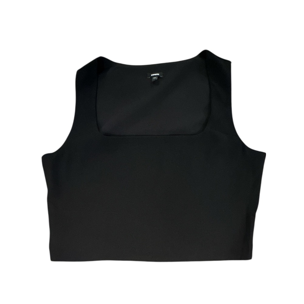 Express Black Square Neck Sleeveless Crop Top Tank Party Casual‎